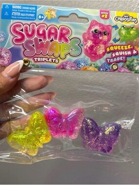 VIRAL ORB SUGAR SWAPS - Triplets Glitter Butterflies - Yellow Pink Purple